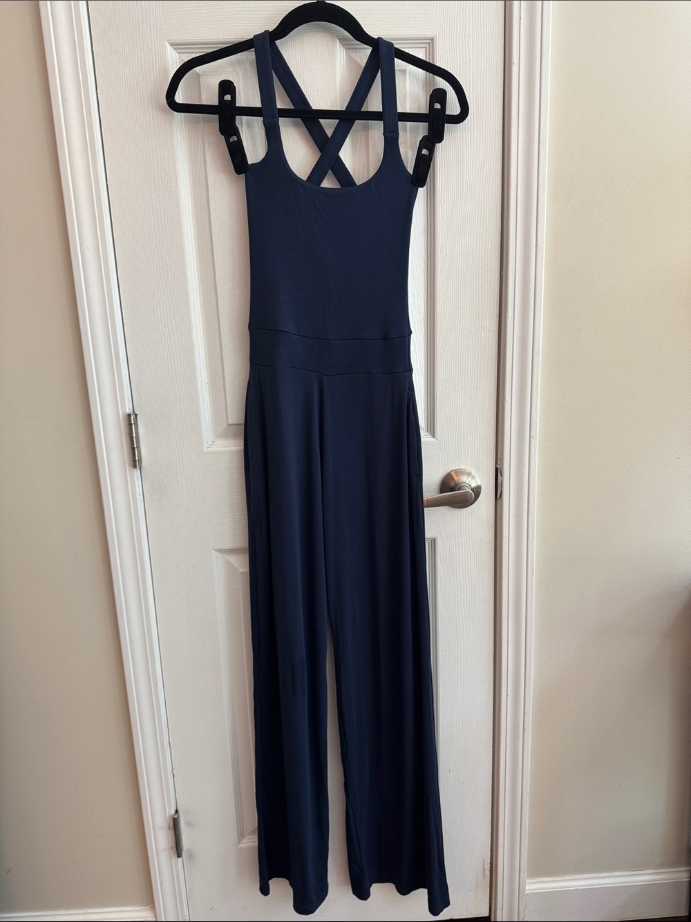 ARIA LATTNER Everyday Wide Leg Jumpsuit Navy Blue Size XS NWT